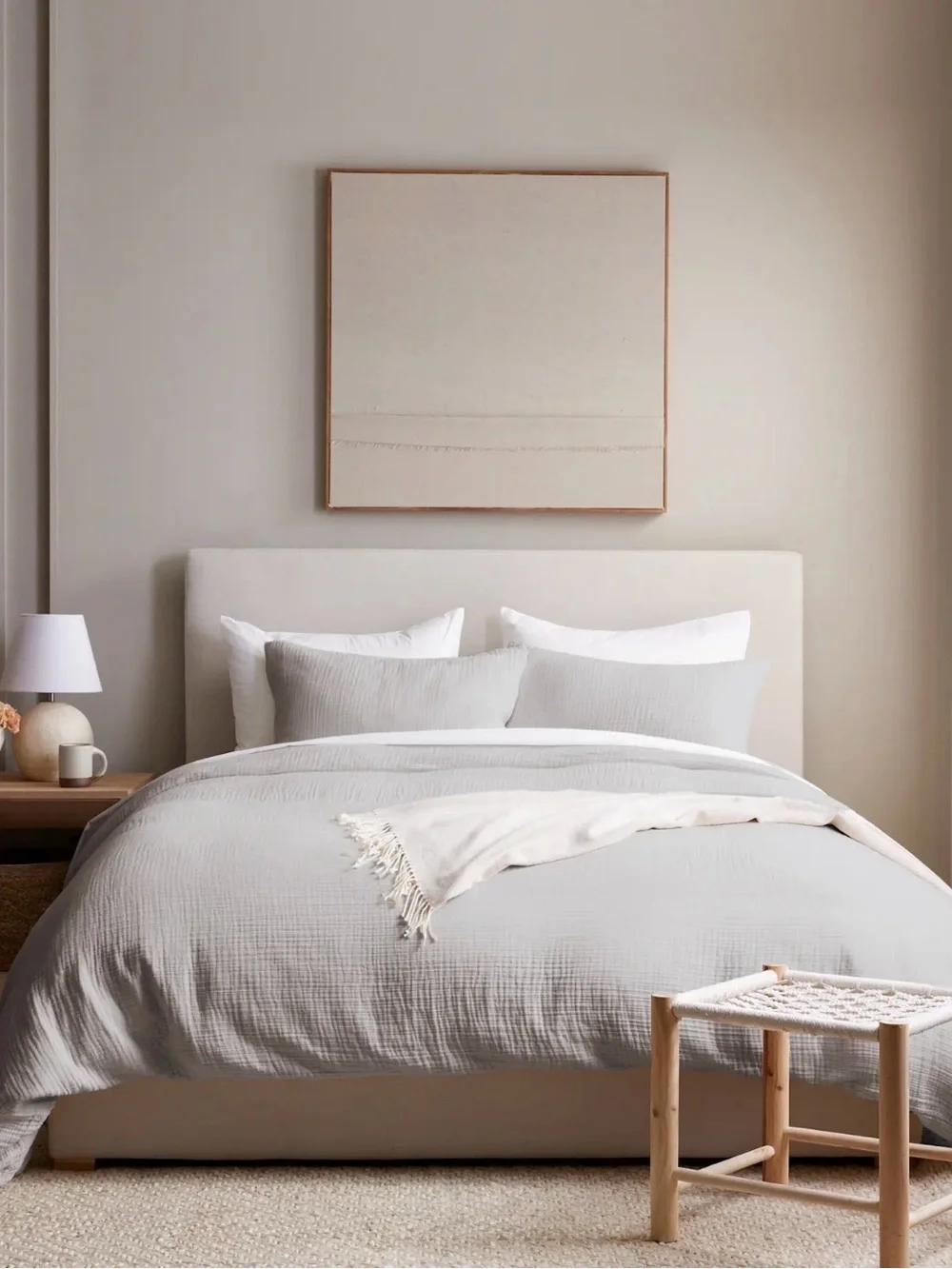 NWOT Airy Gauze Light Gray Organic Cotton Duvet Cover Set - Retail 170